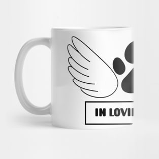 Paw print with angel wings black Mug